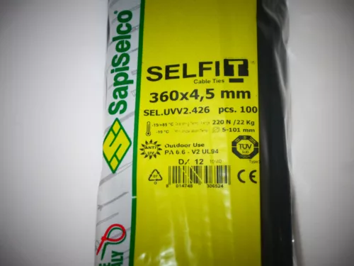 UV álló 360x4,5 kábelkötegelő - kültéri gyorskötöző (100db/csomag) SapiSelco [SEL.UVV2.426R]