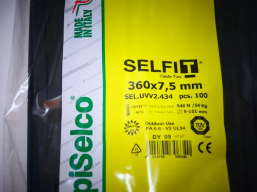 UV álló 360x7,5 kábelkötegelő - kültéri gyorskötöző (100db/csomag) SapiSelco [SEL.UVV2.434R]