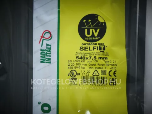 UV álló kábelkötegelő - kültéri gyorskötöző 540x7,5