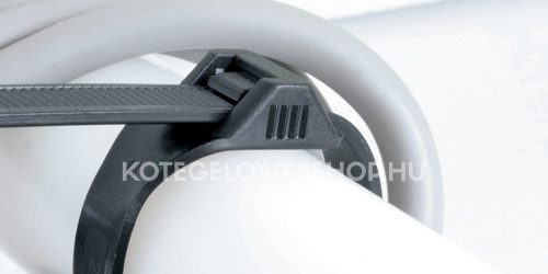 Alacsony fejprofilú, széles testű, külső fogazású, lekerekített élű kábelkötegelő 390x9 mm, fekete (1cs =100 db), típus: SapiSelco TOR.3.204